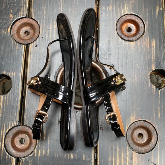 Coach Patent Leather Sandals with Gold Hardware - Picture 5 of 8